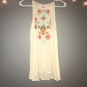 Floral High Neck Tank Top